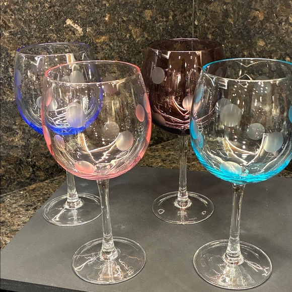 Marquis By Waterford Other - EUC, Waterford Marquis Polka Dot Balloon Multi Use Stem Glasses. Set of 4